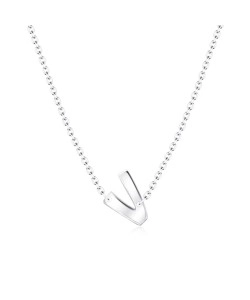 Silver Initial Letter Necklace V SPE-5562